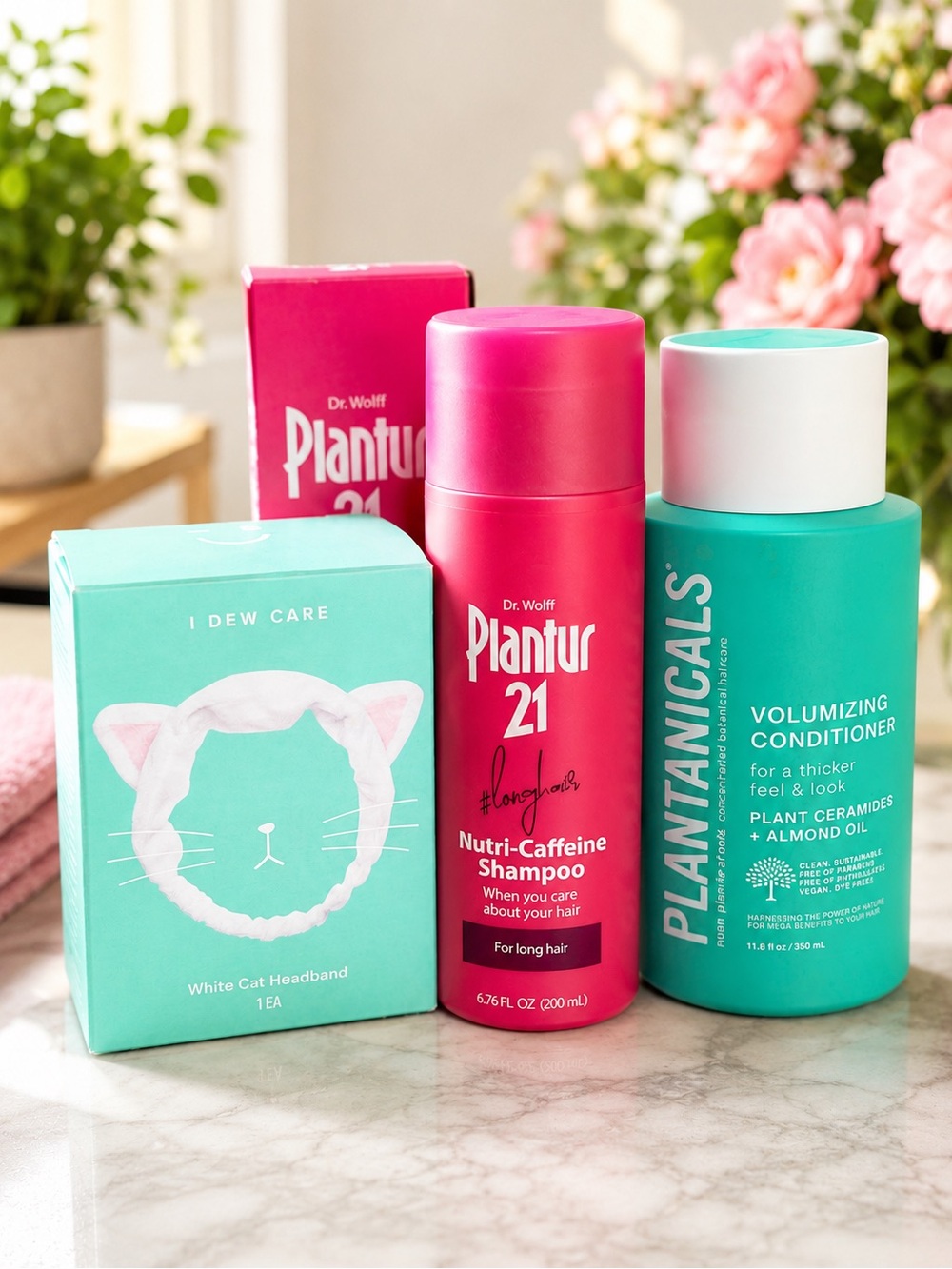 Plantur 21 Caffeine Shampoo + Plantanicals Volumizing Conditioner & IDC Headband